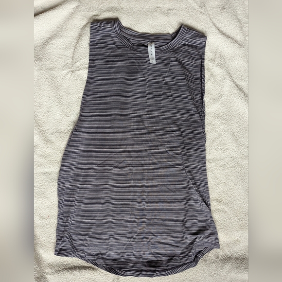 Athleta Cloudlight Striped Muscle Tank Whisper Medieval Blue Gray Women’s Small - Picture 2 of 9